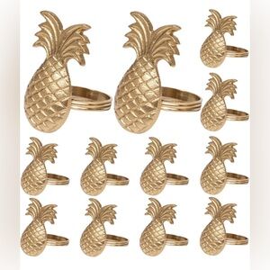 Pineapple Napkin Holders Set of 12 - Antique Gold